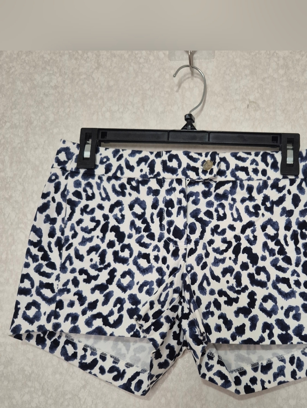 J. Crew Navy and White Leopard Print Jean Shorts...Size:0